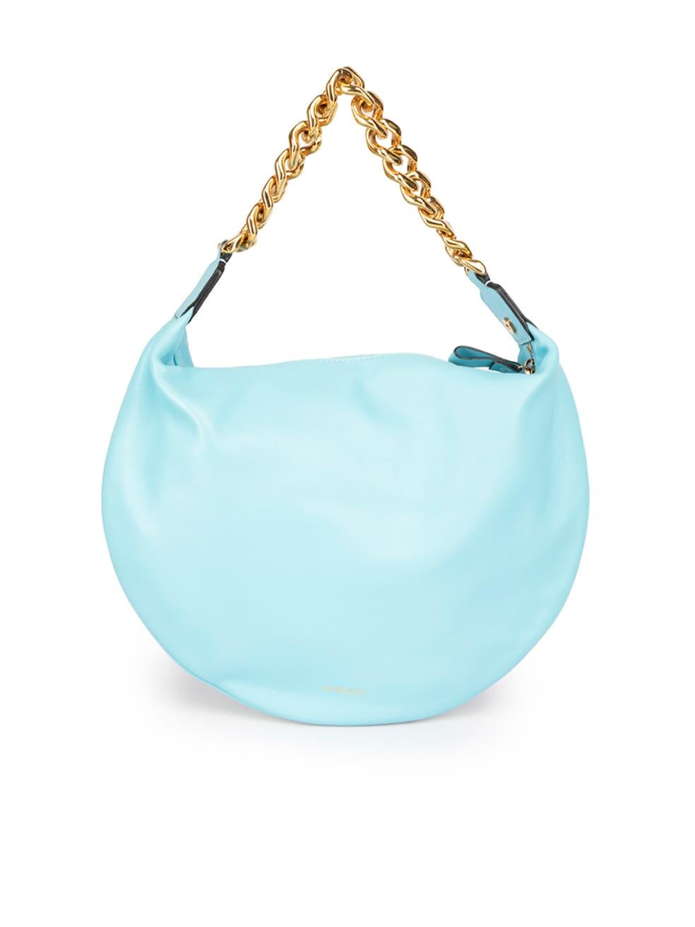 Versace Blue La Medusa Chain Hobo Shoulder Bag In Good Condition For Sale In London, GB