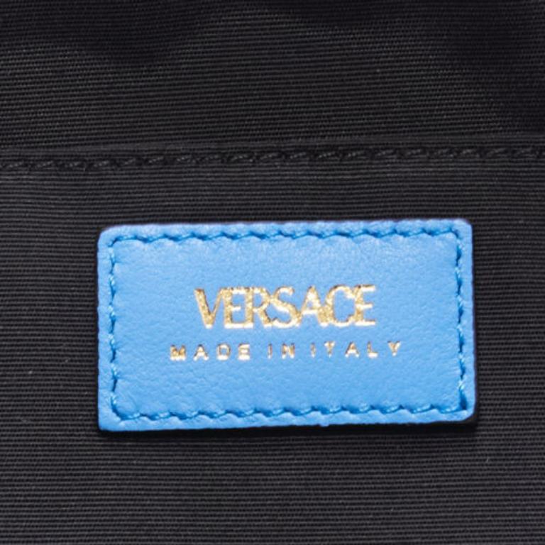 VERSACE blue lambskin leather quilted gold Medusa chain crossbody bag Medium 6