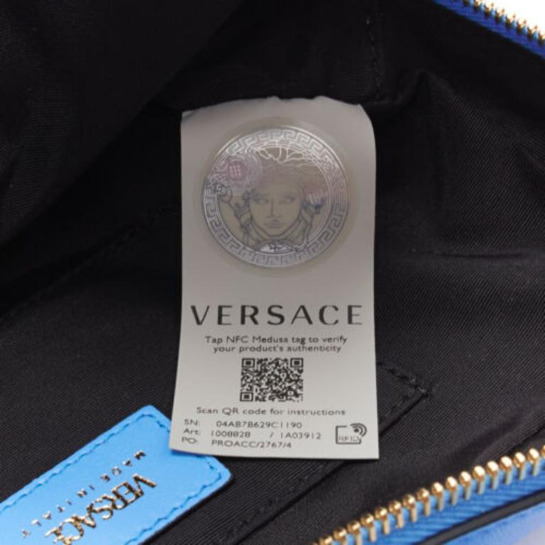 VERSACE blue lambskin leather quilted gold Medusa chain crossbody bag Medium 7