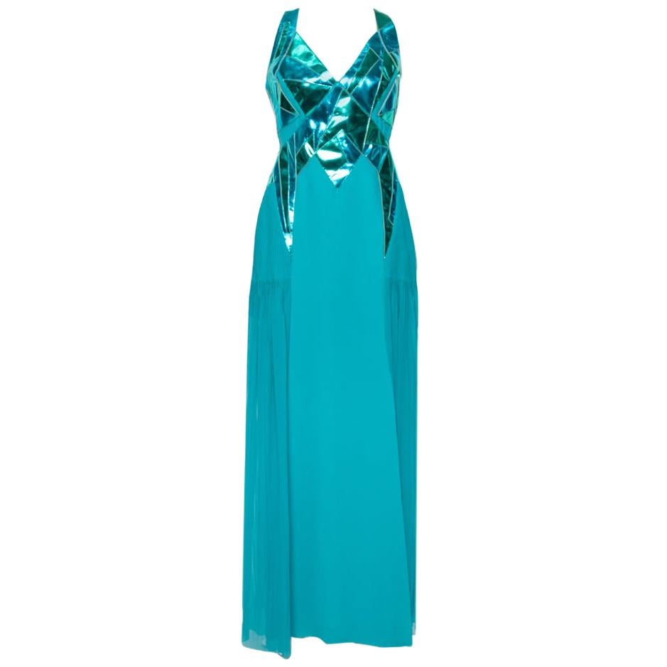 $12,310 New Versace One Shoulder Blue Silk Gown at 1stDibs