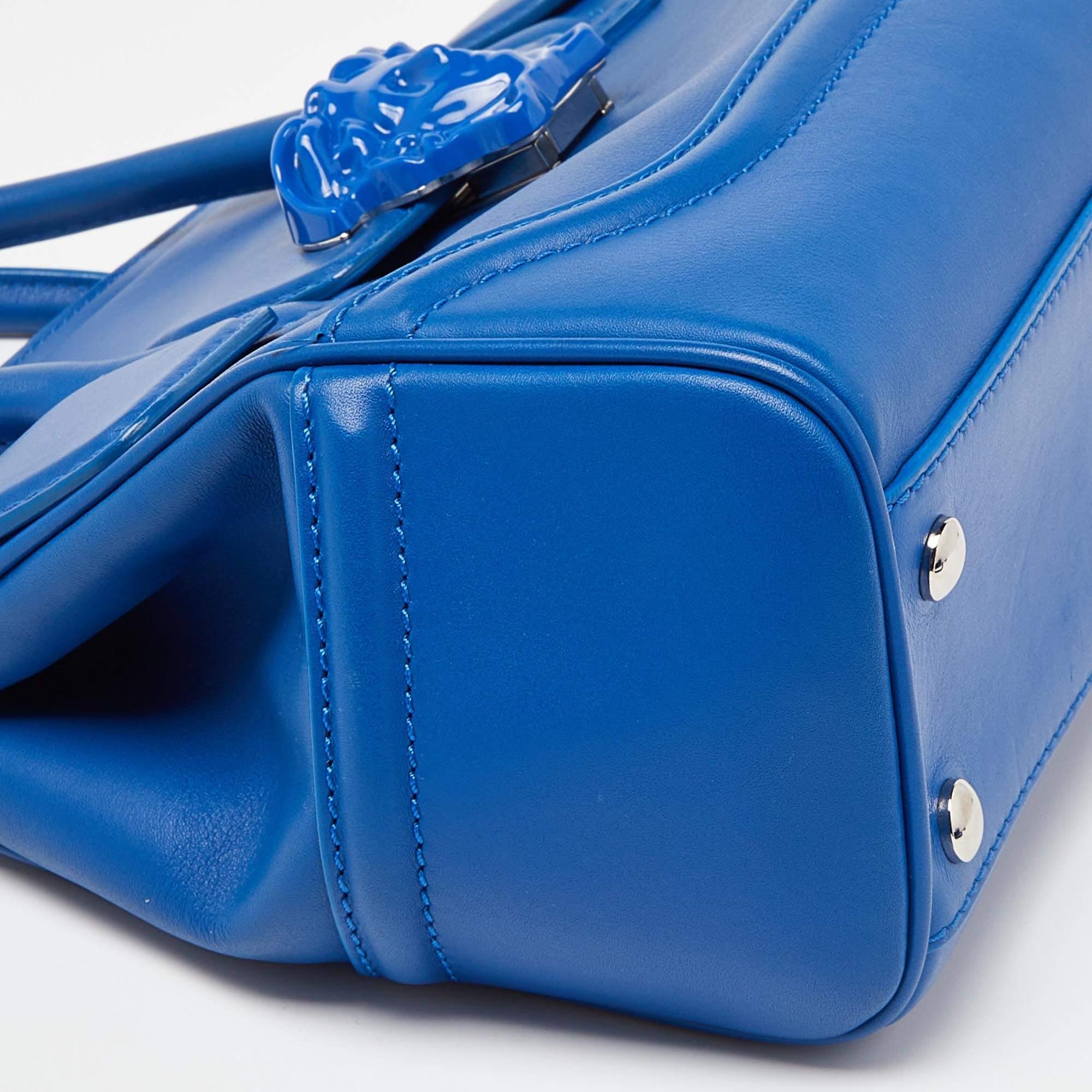 Versace Blue Leather Empire Palazzo Tote 1