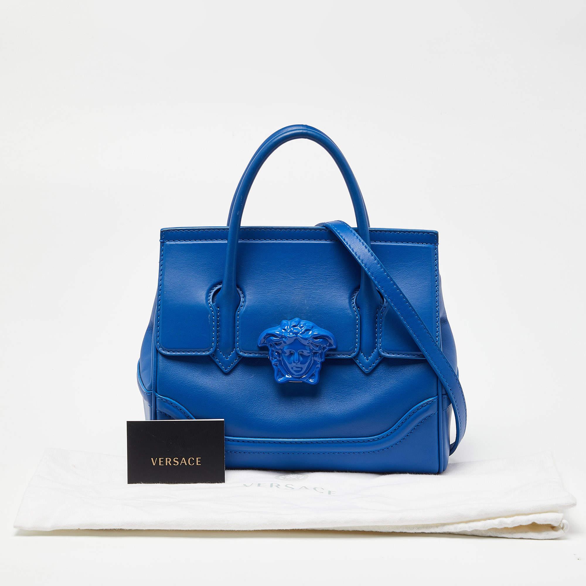 Versace Blue Leather Empire Palazzo Tote 4