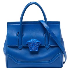 Versace Blue Leather Empire Palazzo Tote