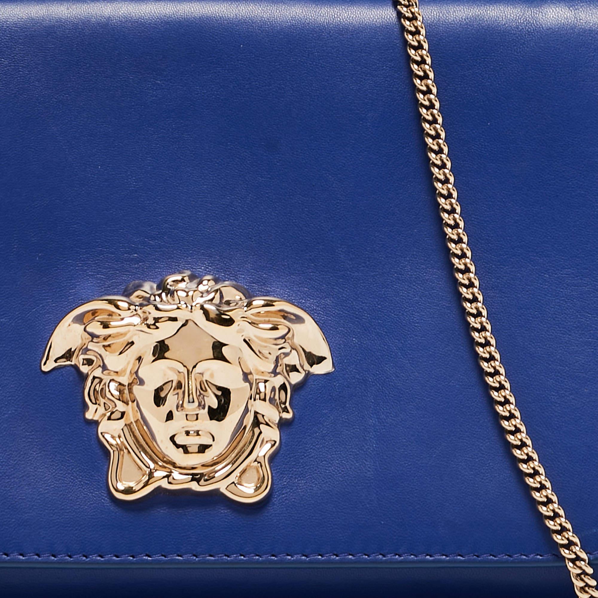Versace Blue Leather Medusa Palazzo Shoulder Bag 7
