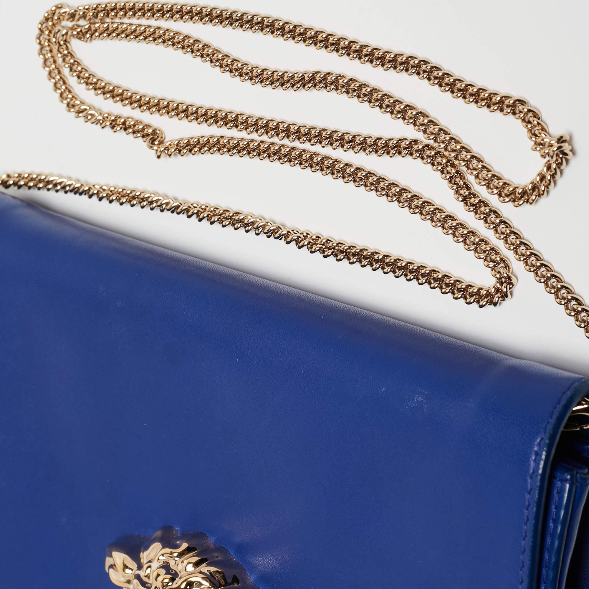 Versace Blue Leather Medusa Palazzo Shoulder Bag 8