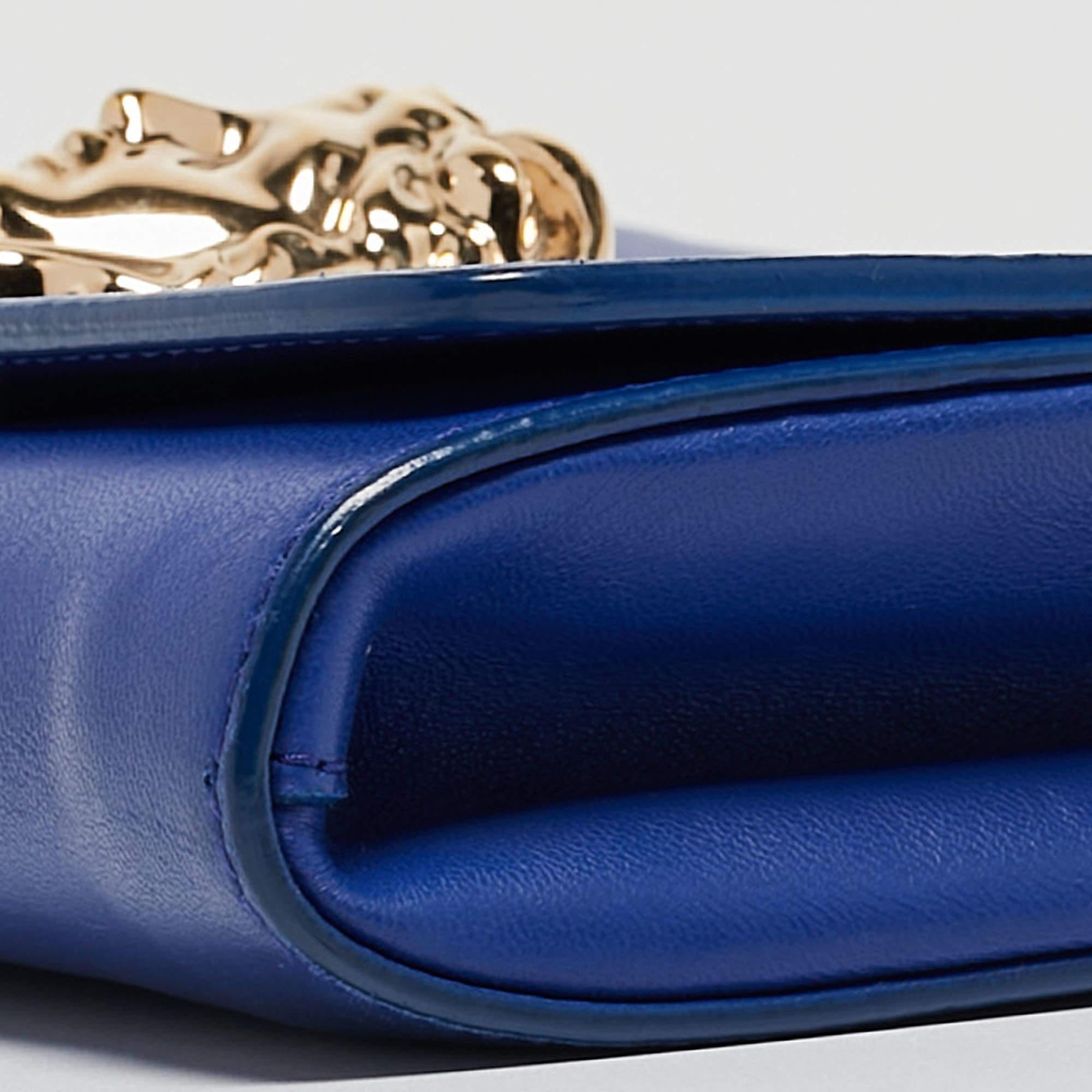 Versace Blue Leather Medusa Palazzo Shoulder Bag 14