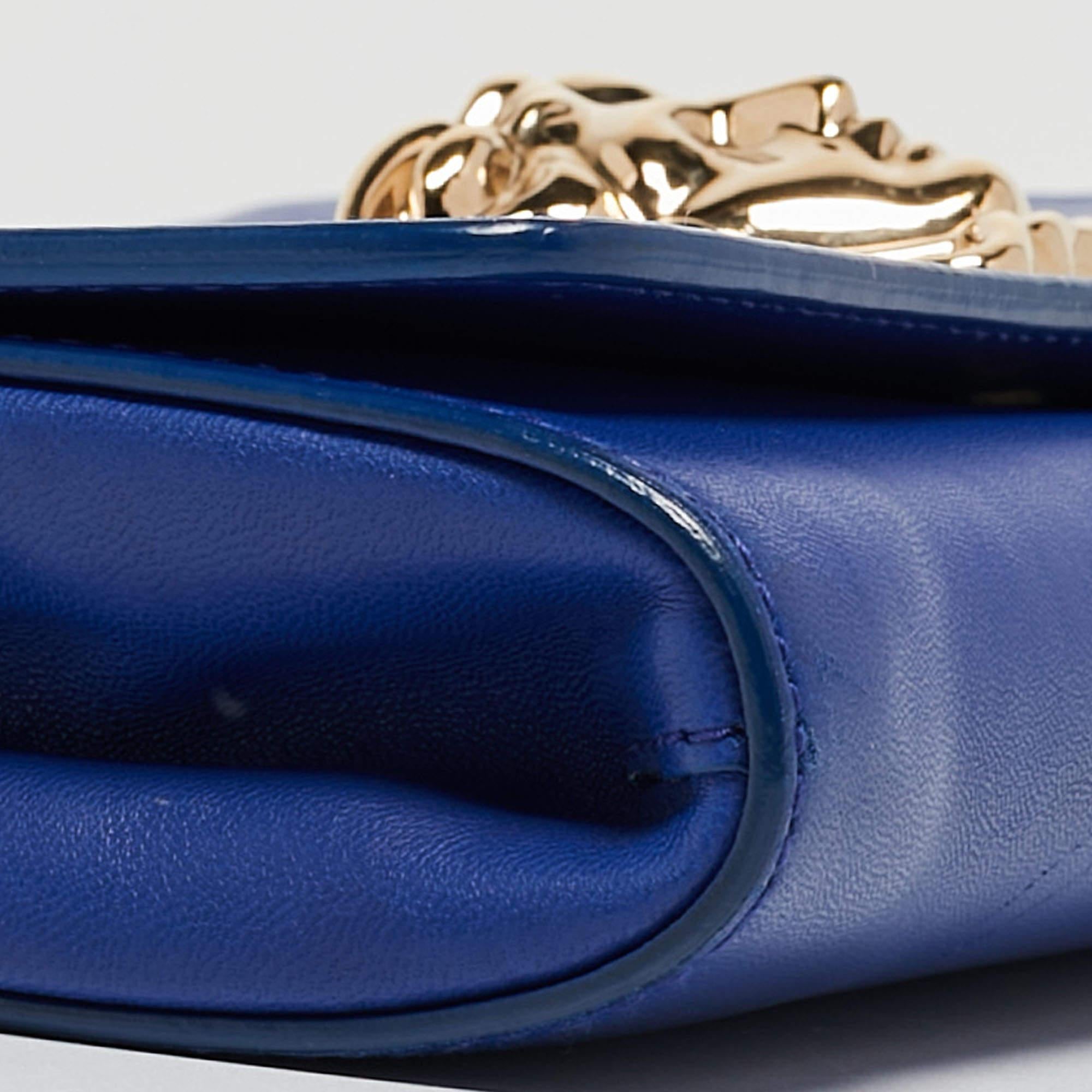 Versace Blue Leather Medusa Palazzo Shoulder Bag 1