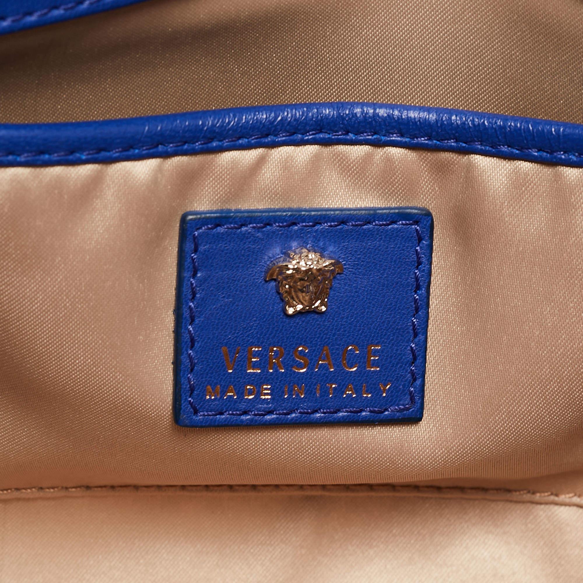 Versace Blue Leather Medusa Palazzo Shoulder Bag 4