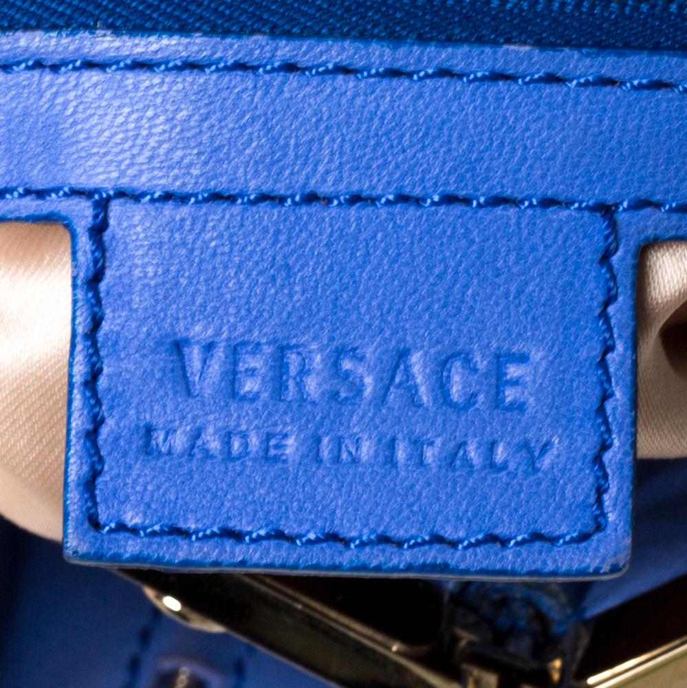 Versace Blue Leather Mirror Frame Chain Shoulder Bag 3