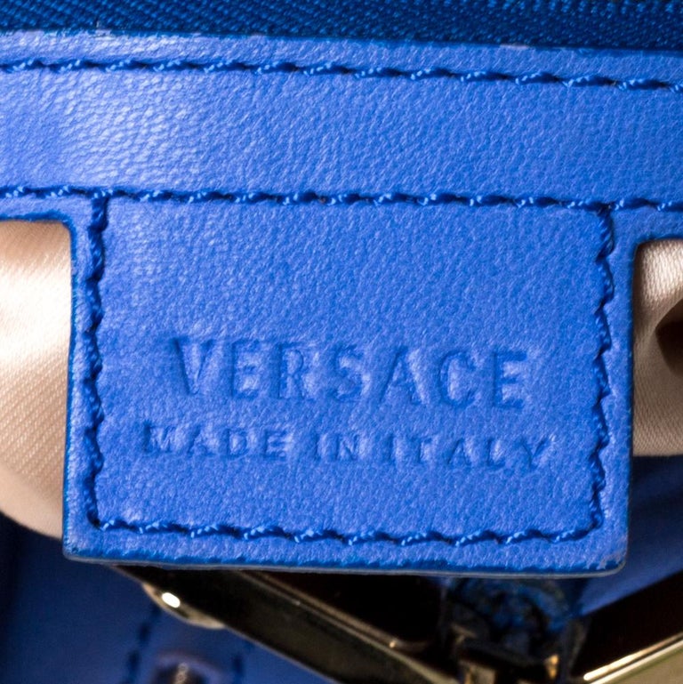 Versace Blue Leather Mirror Frame Chain Shoulder Bag at 1stDibs