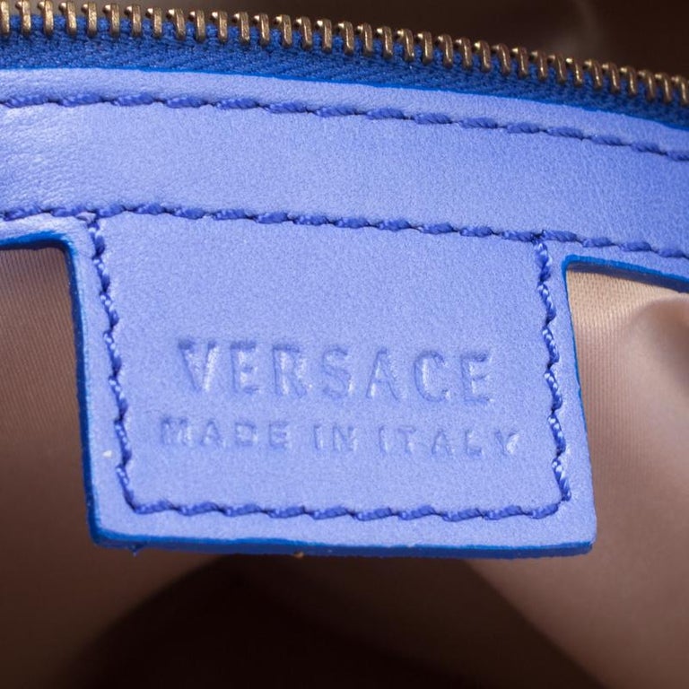 Versace Blue Leather Mirror Frame Chain Shoulder Bag For Sale at 1stDibs