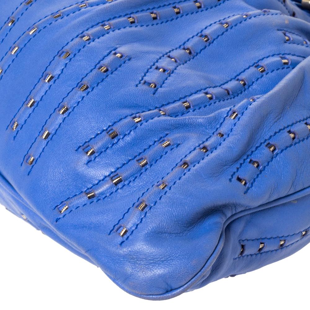 Versace Blue Leather Mirror Frame Chain Shoulder Bag 1