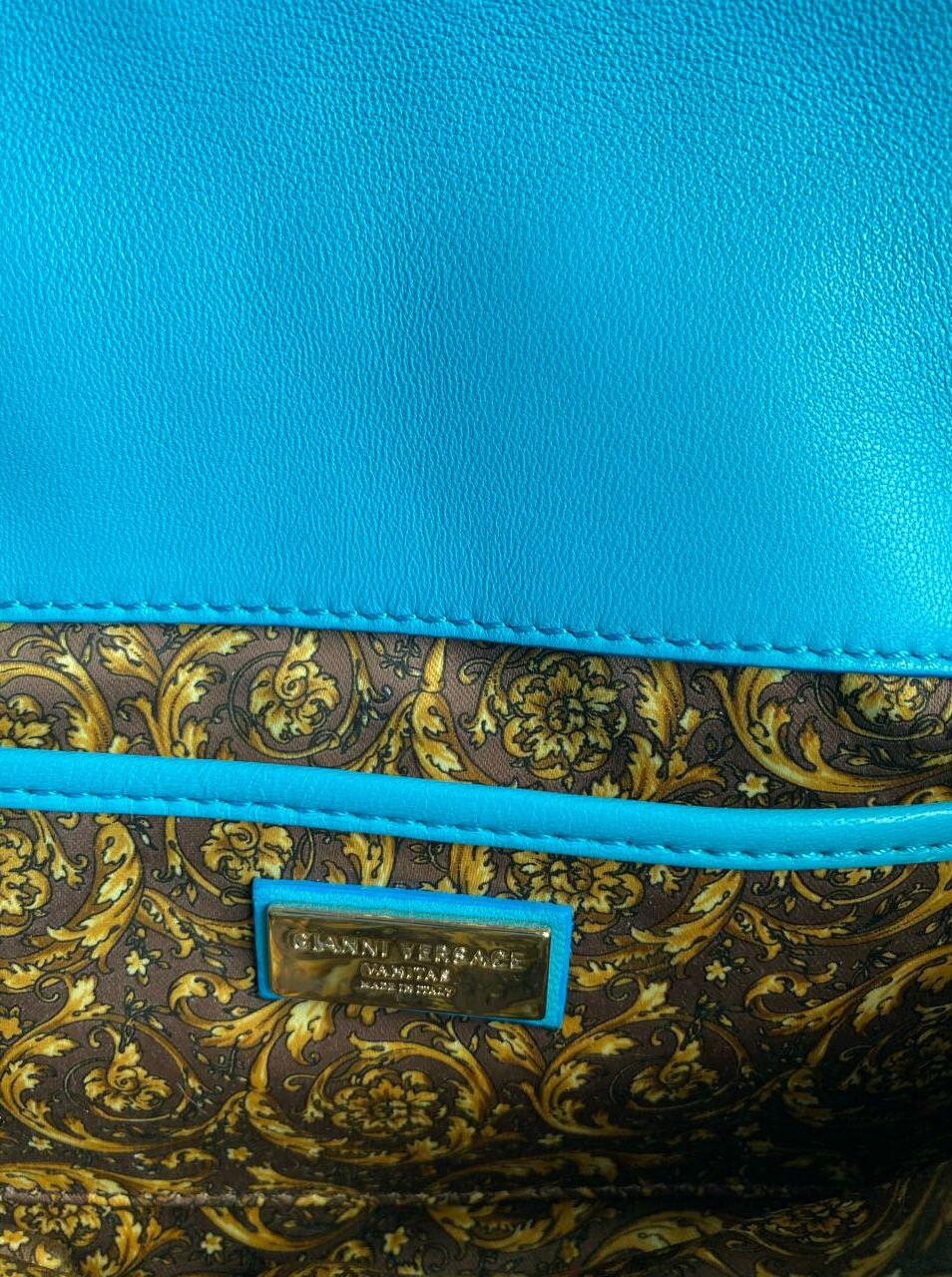 VERSACE BLUE LEATHER QUILTED VANITAS Shoulder Bag 1