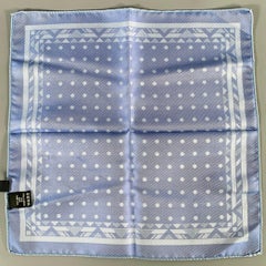 VERSACE Blue Light Blue Jacquard Geometric Dots Silk Pocket Square