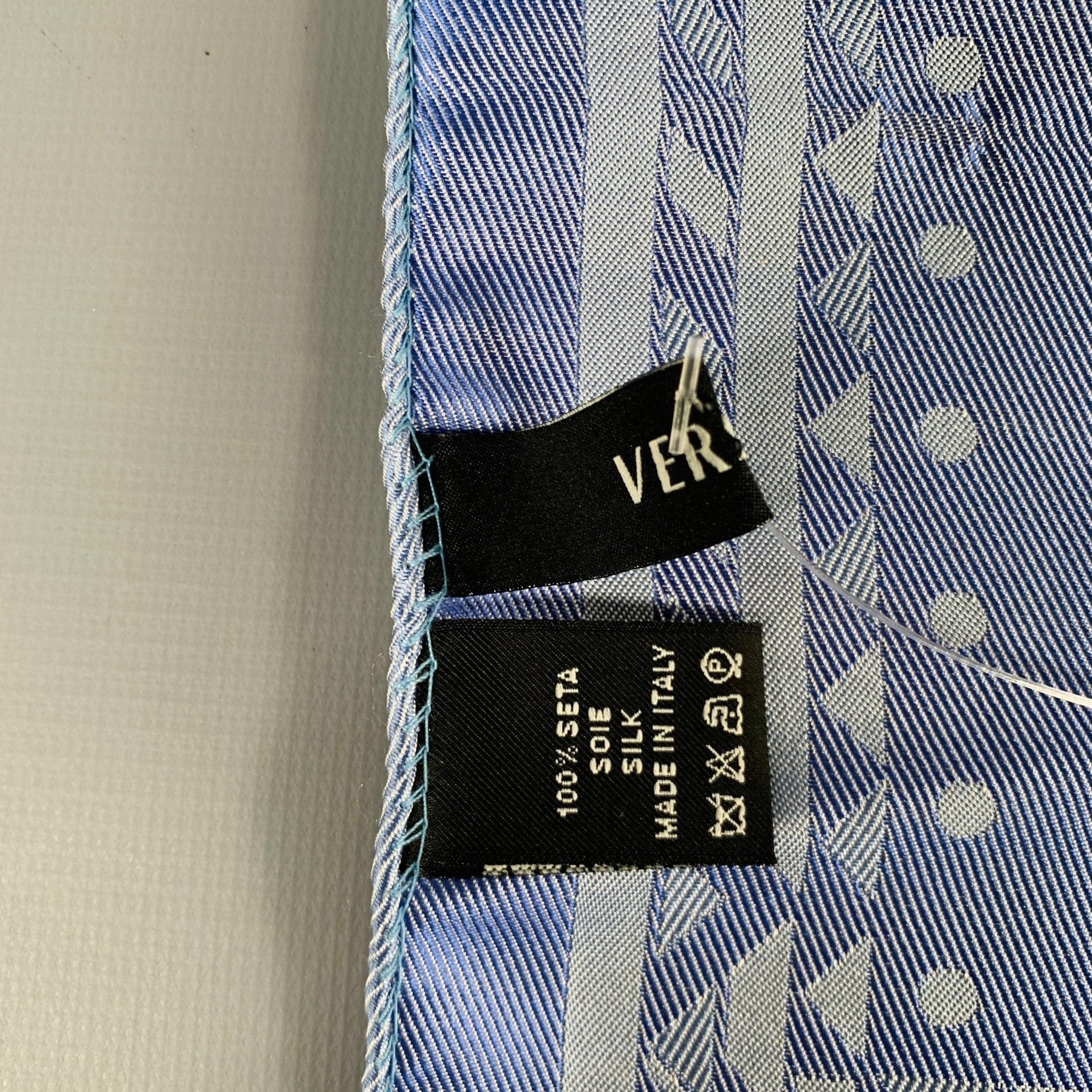 Gray VERSACE Blue Light Blue Jacquard Geometric Dots Silk Pocket Square