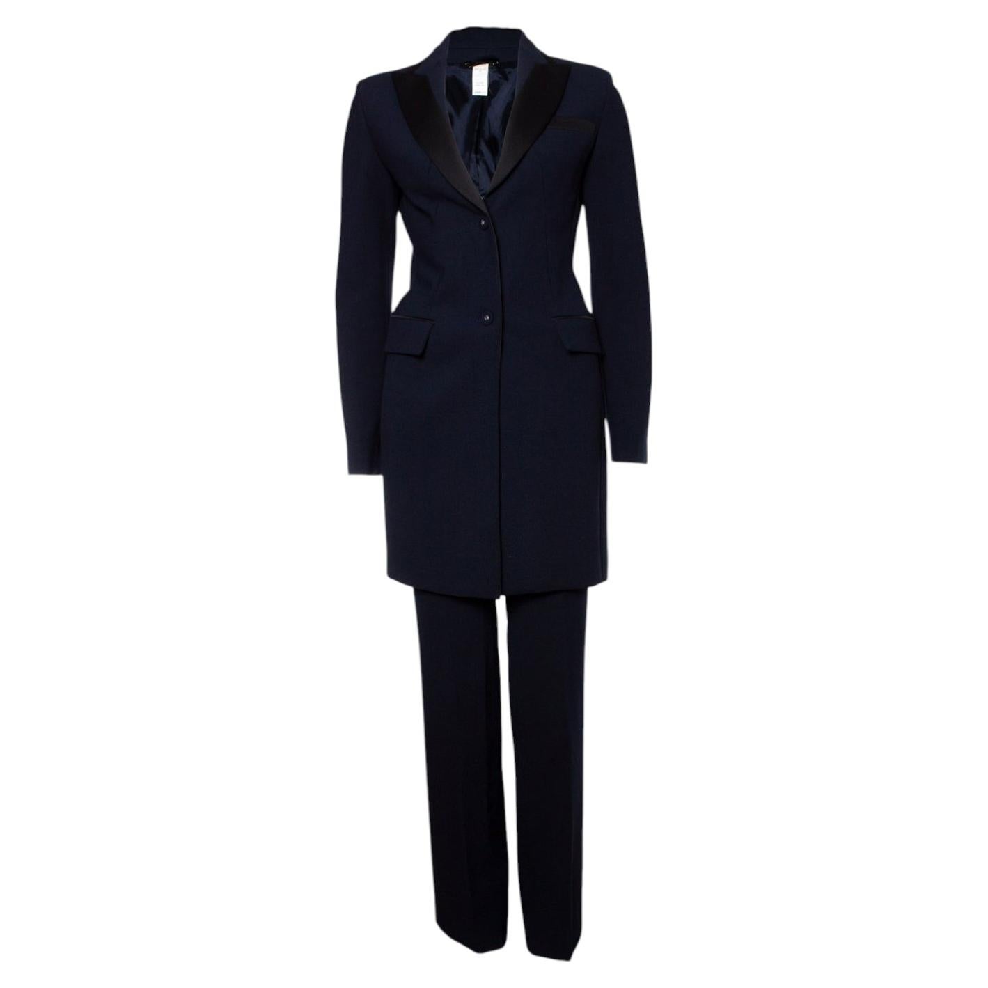 Versace, Blue maxi blazer and pantalon