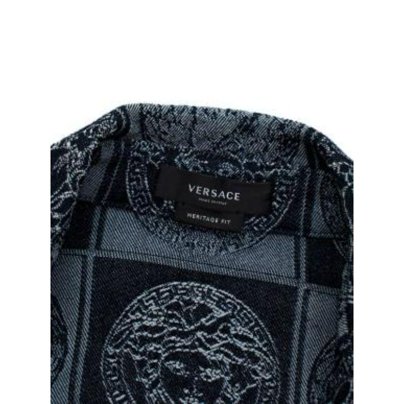 Versace Blue Medusa Patchwork Denim Shirt For Sale 2