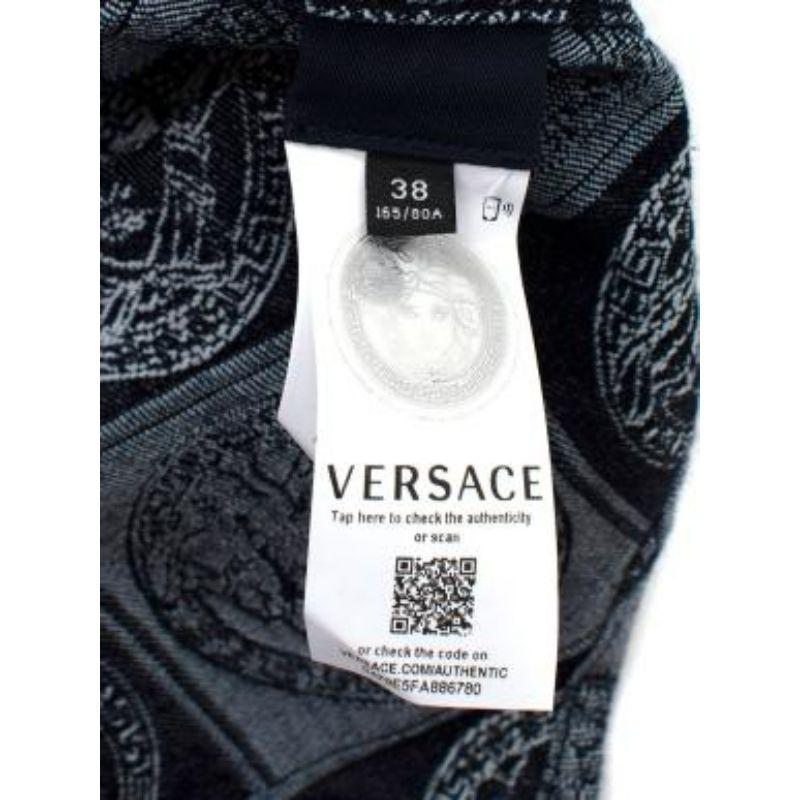Versace Blue Medusa Patchwork Denim Shirt For Sale 5