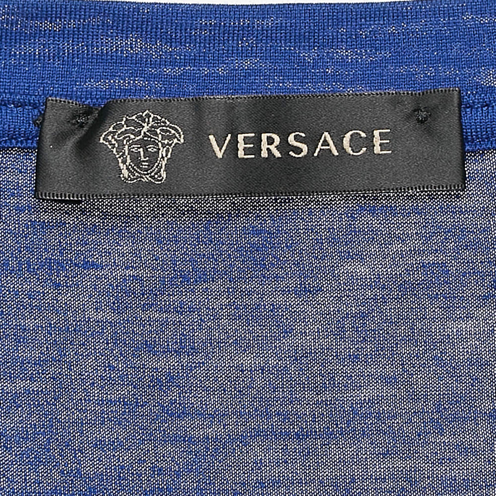 Men's Versace Blue Medusa Print Cotton T-Shirt XL