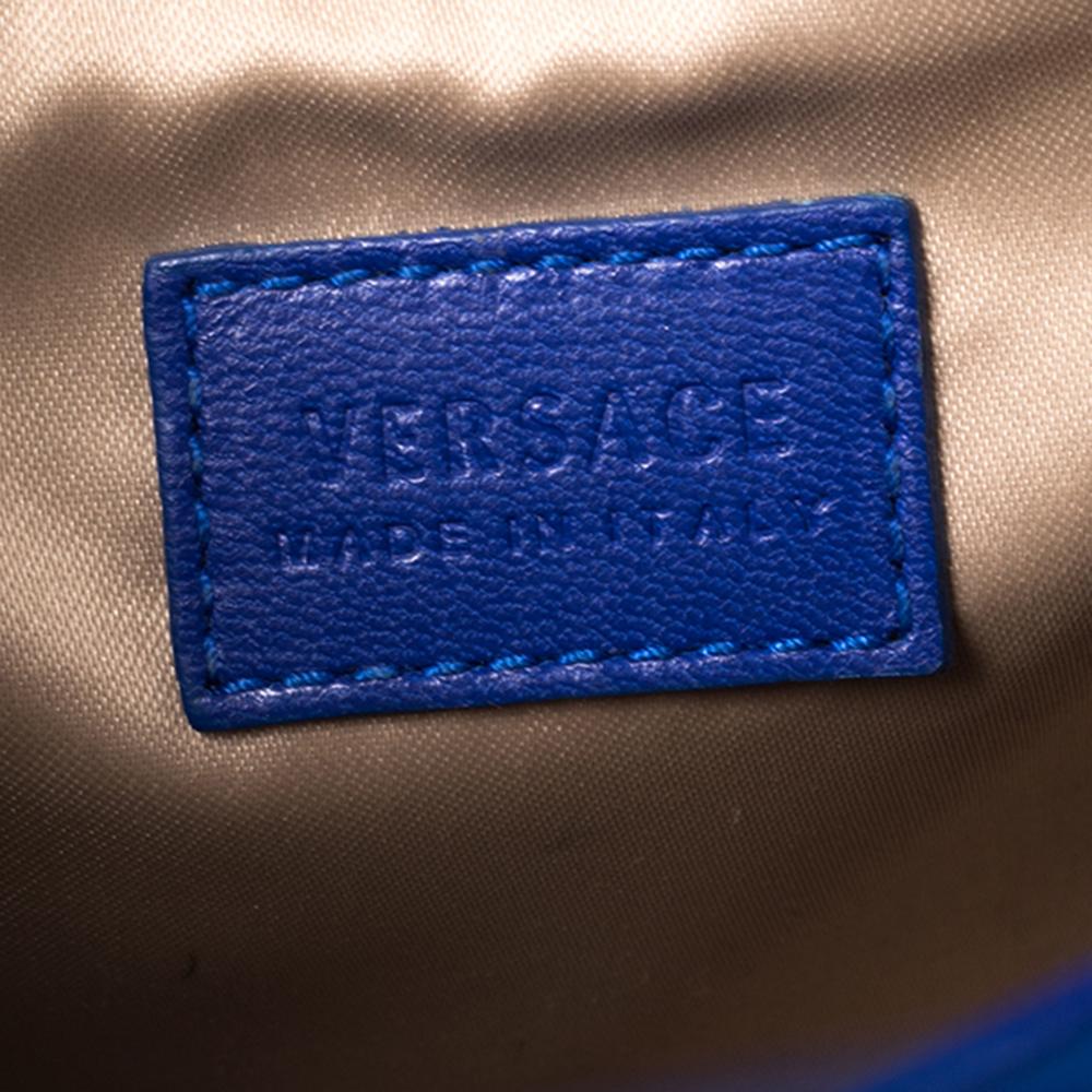 Versace Blue Patent Leather Medium Medusa Medallion Tote 5