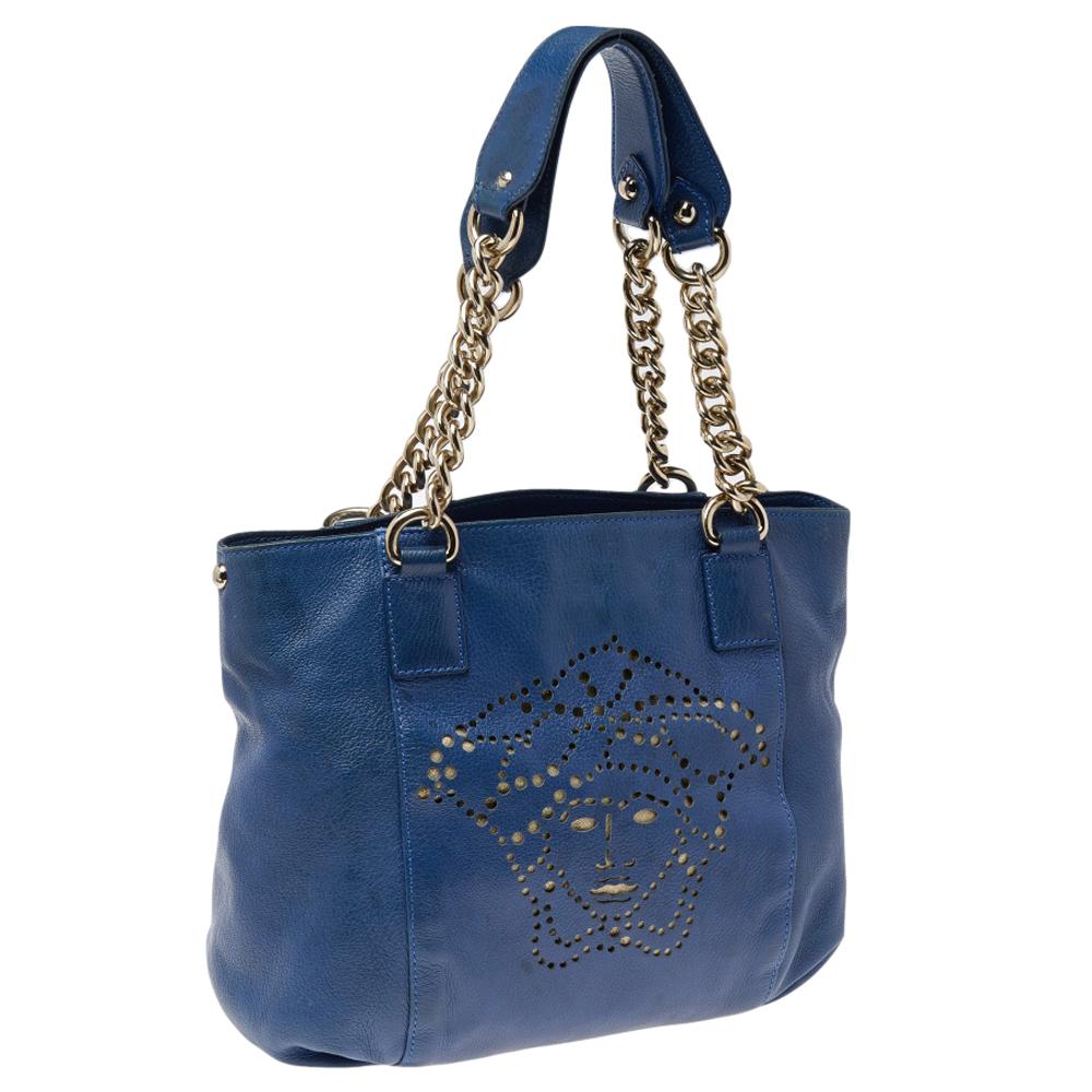 versace blue tote bag