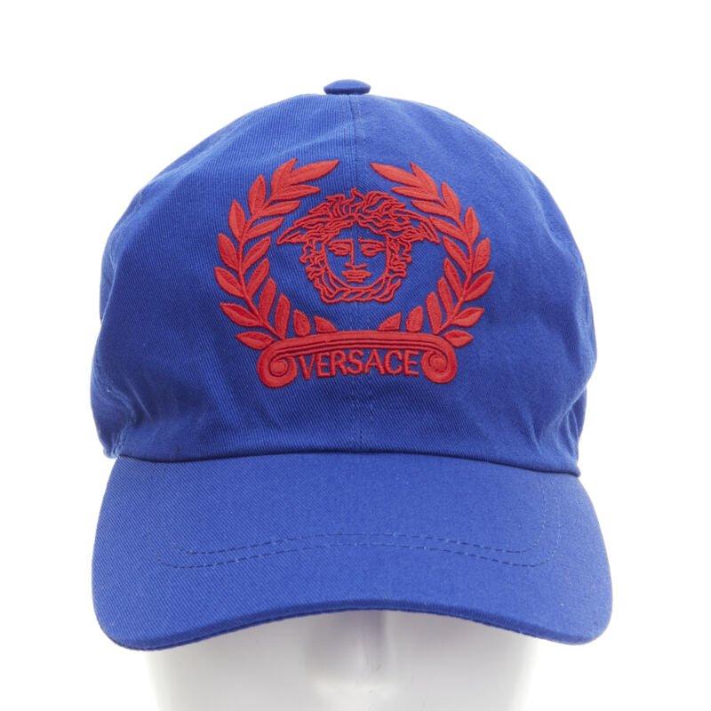 VERSACE blue red vintage Medusa logo embroidery baseball hat 58cm M 7 1/4 For Sale 2