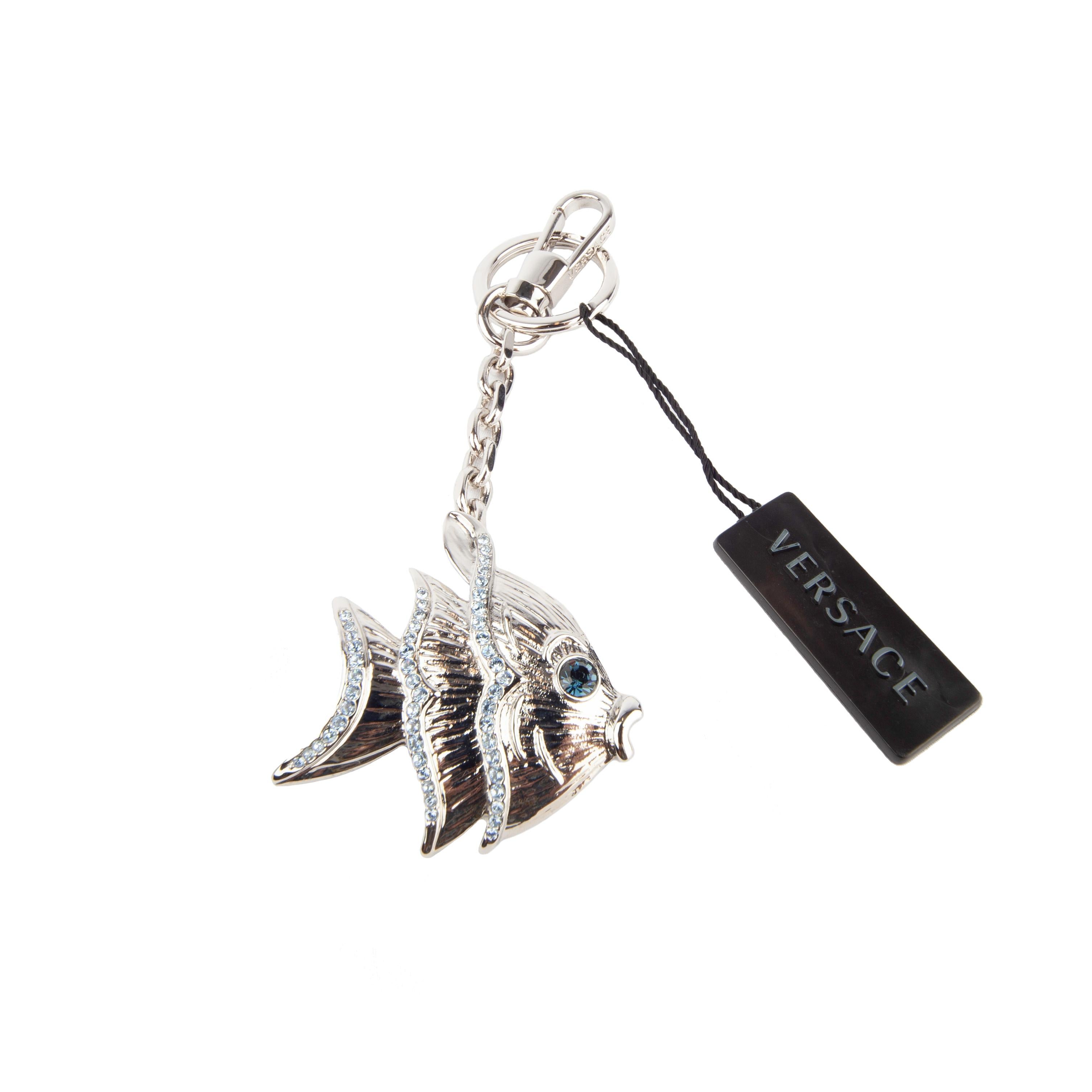 Versace Angel Fish Metak Key Chain with blue rhinestones. Brand new with tags. Box included. Made in Italy.

Material: Stainless Steel