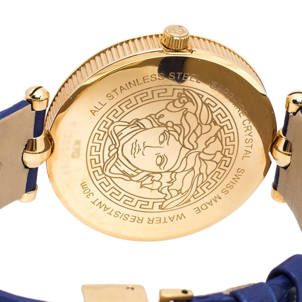 Contemporary Versace Blue Rose Gold Plated Vanitas K7Q Women's Wristwatch 40 mm