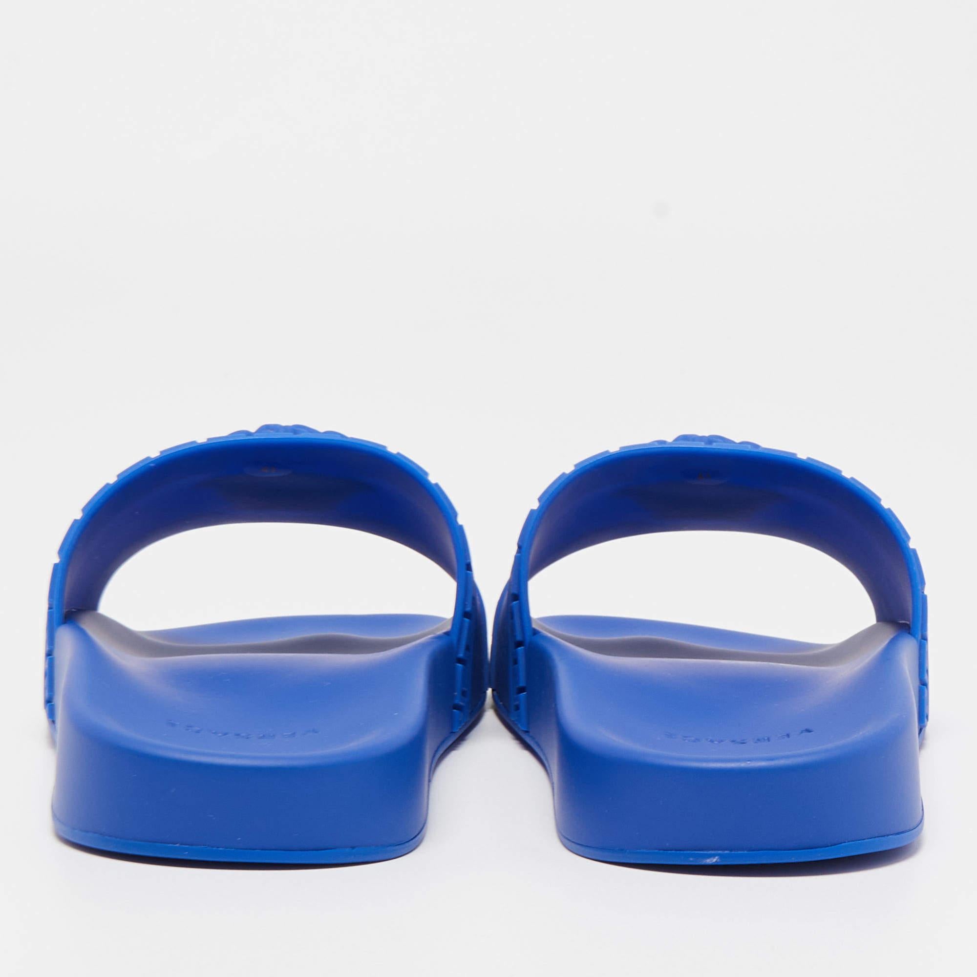  Versace Blue Rubber Flat Slides Size 41 1