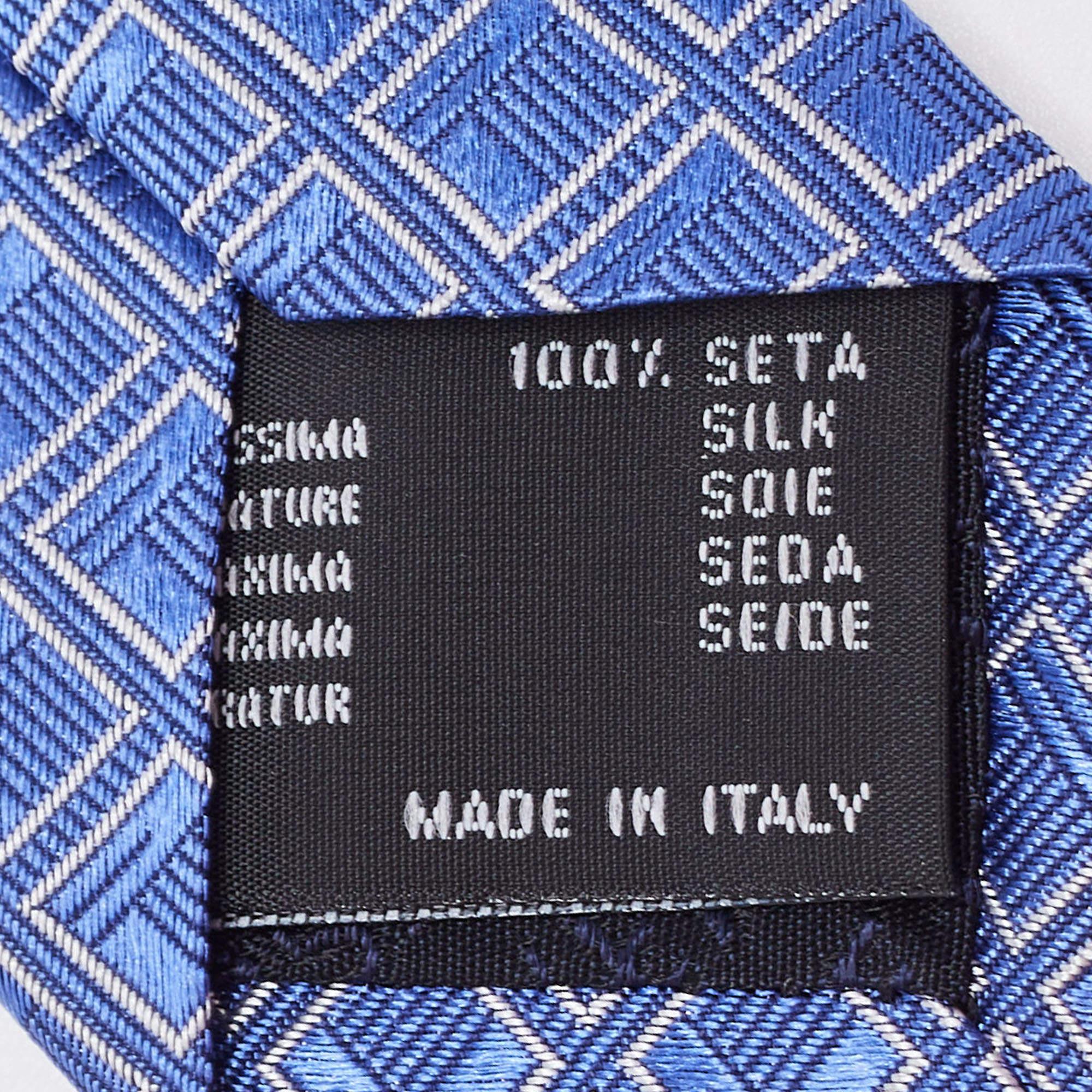 Men's Versace Blue Square Patterned Silk Tie