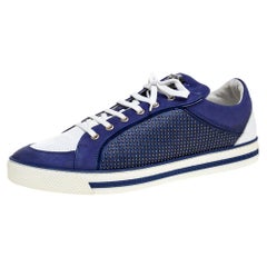 Versace Blue Suede Studded Medusa Low Top Sneakers Size 44.5
