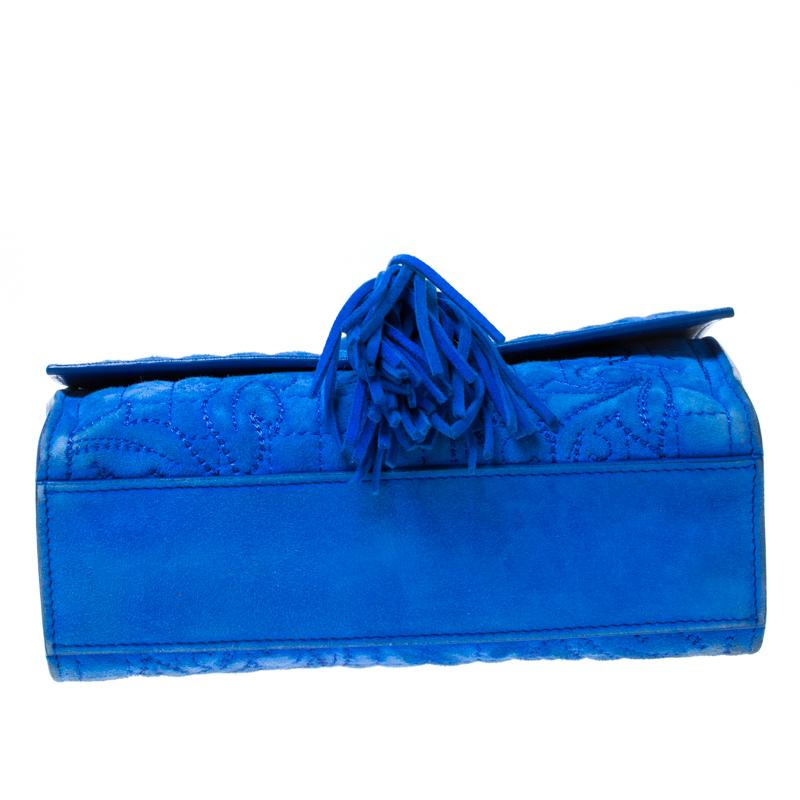 Versace Blue Suede Vanitas Crossbody Bag 5