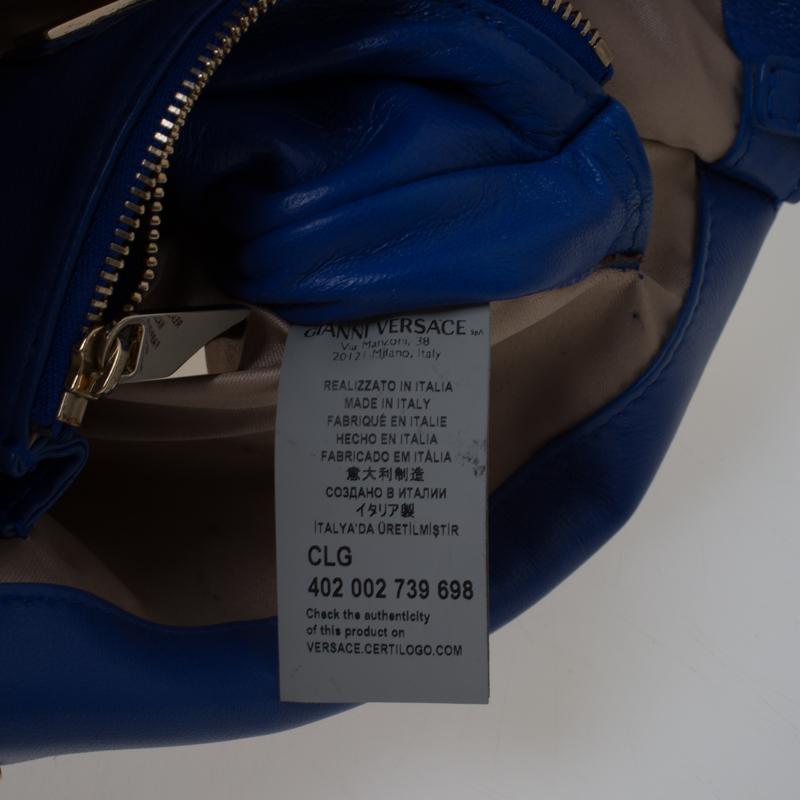 Versace Blue Suede Vanitas Crossbody Bag In Good Condition In Dubai, Al Qouz 2