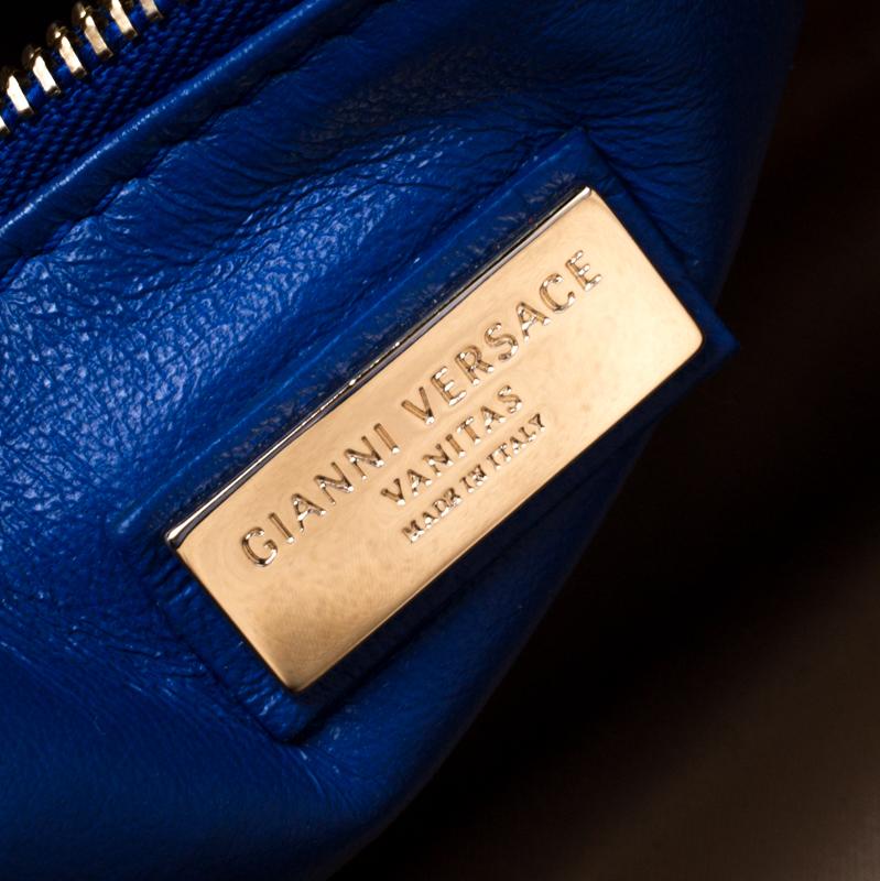 Women's Versace Blue Suede Vanitas Crossbody Bag