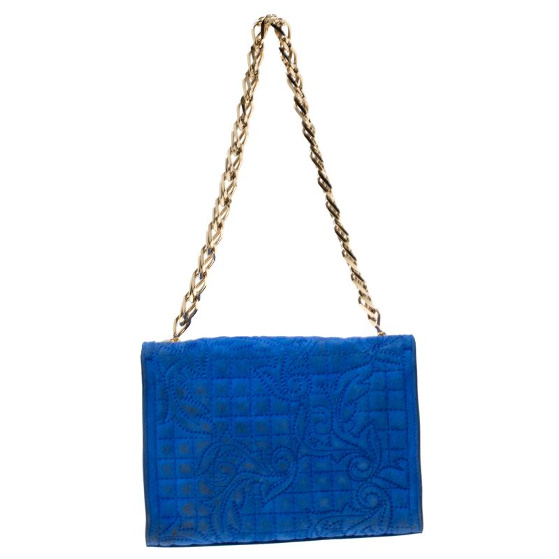 Versace Blue Suede Vanitas Crossbody Bag 2