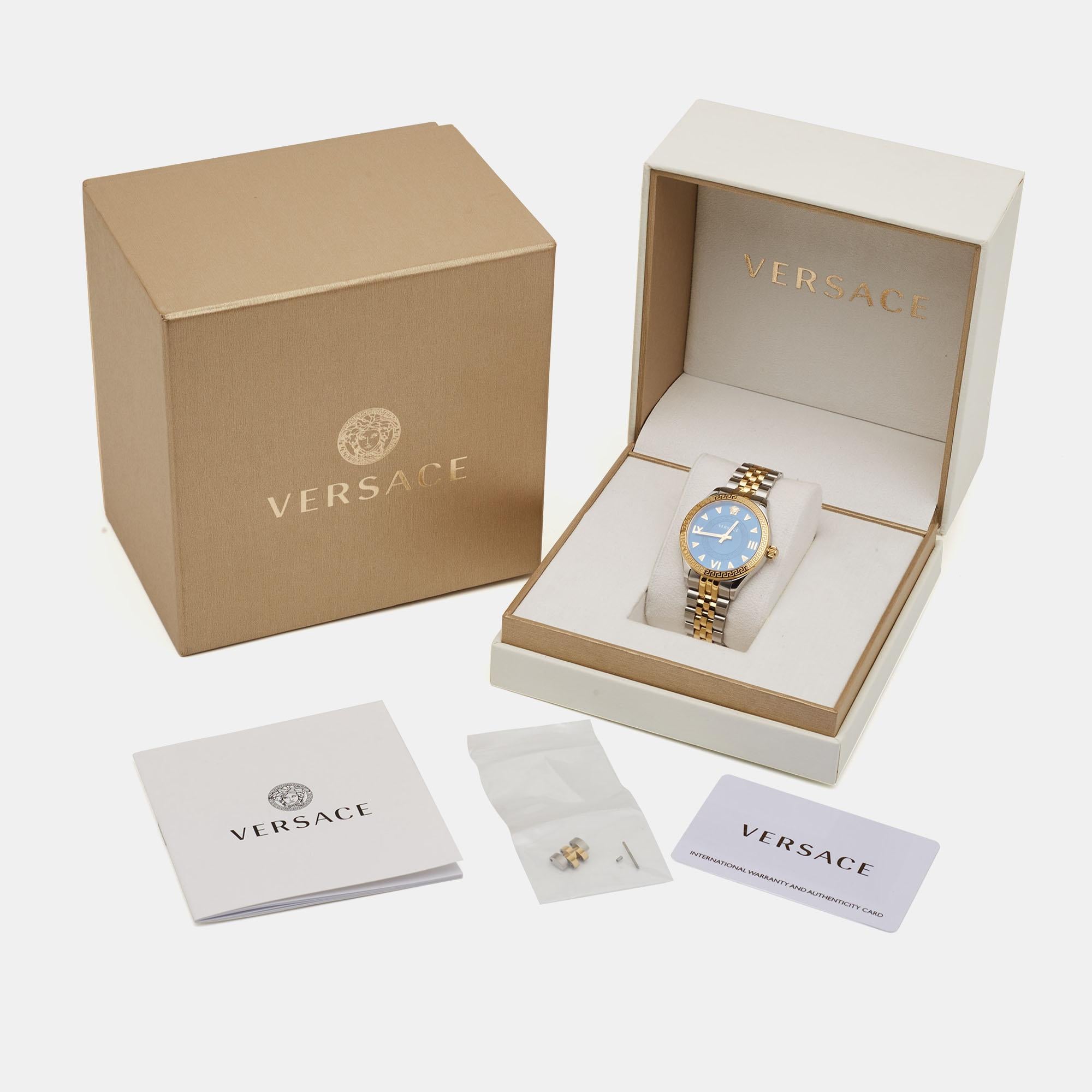 Versace Blue Two-Tone Stainless Steel Hellenyium VE2S00522 Women's Wristwatch 35 3