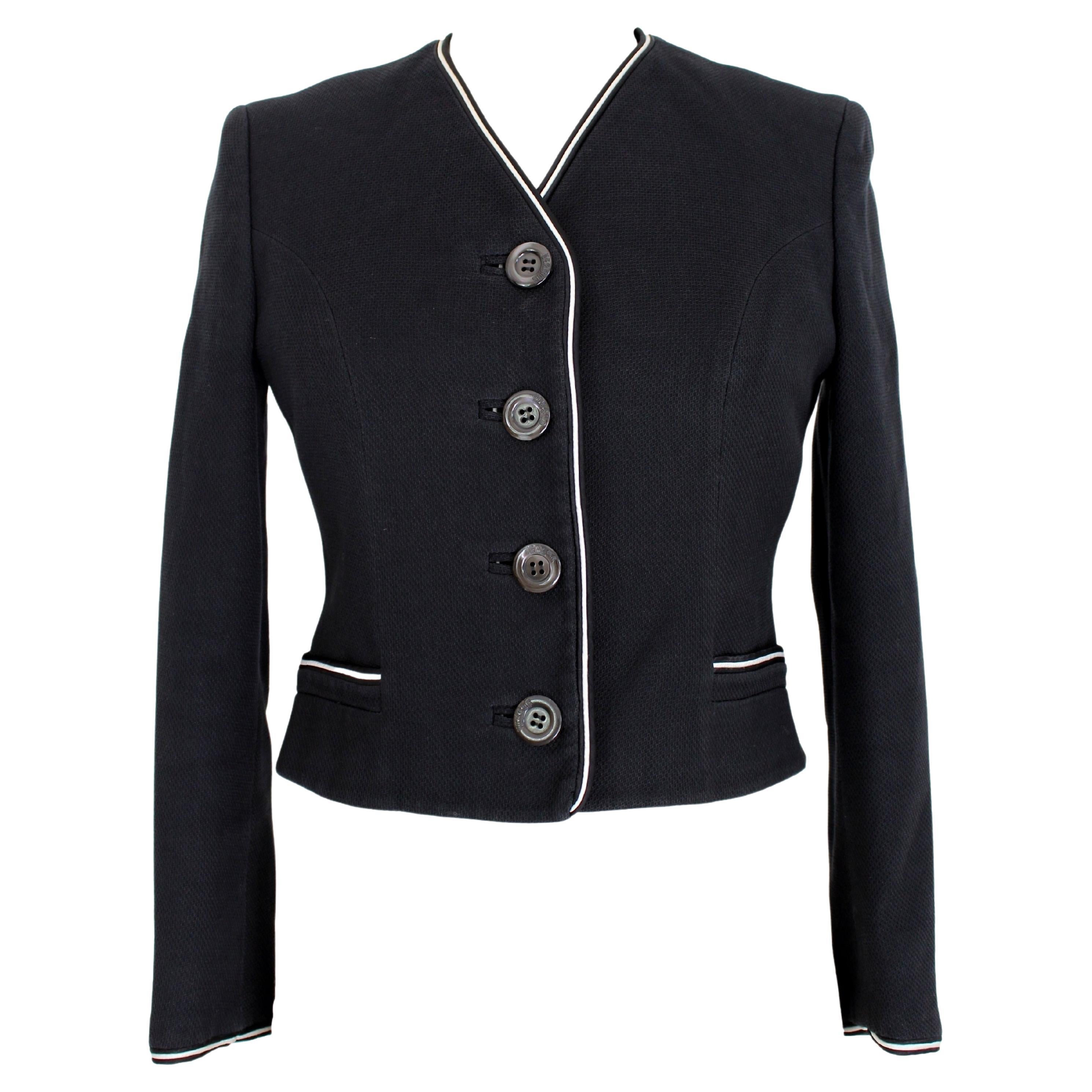 Versace Blue White Cotton Pique Classic Jacket