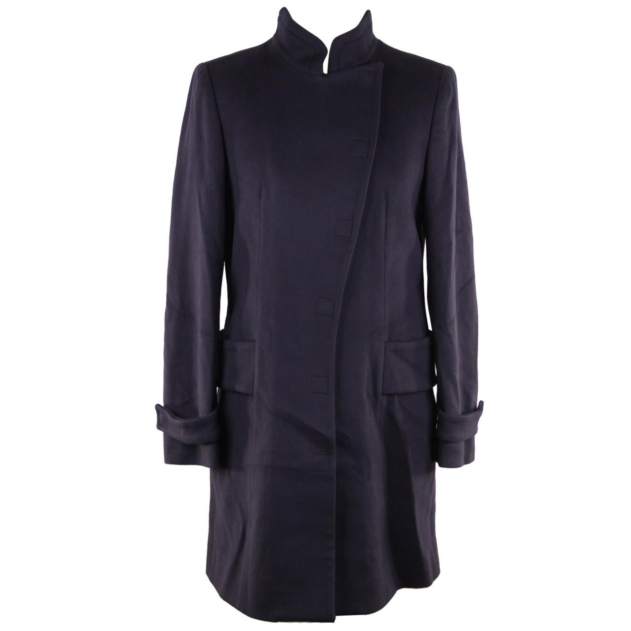 Versace Blue Wool Coat 2008 Fall Winter Collection Size 40
