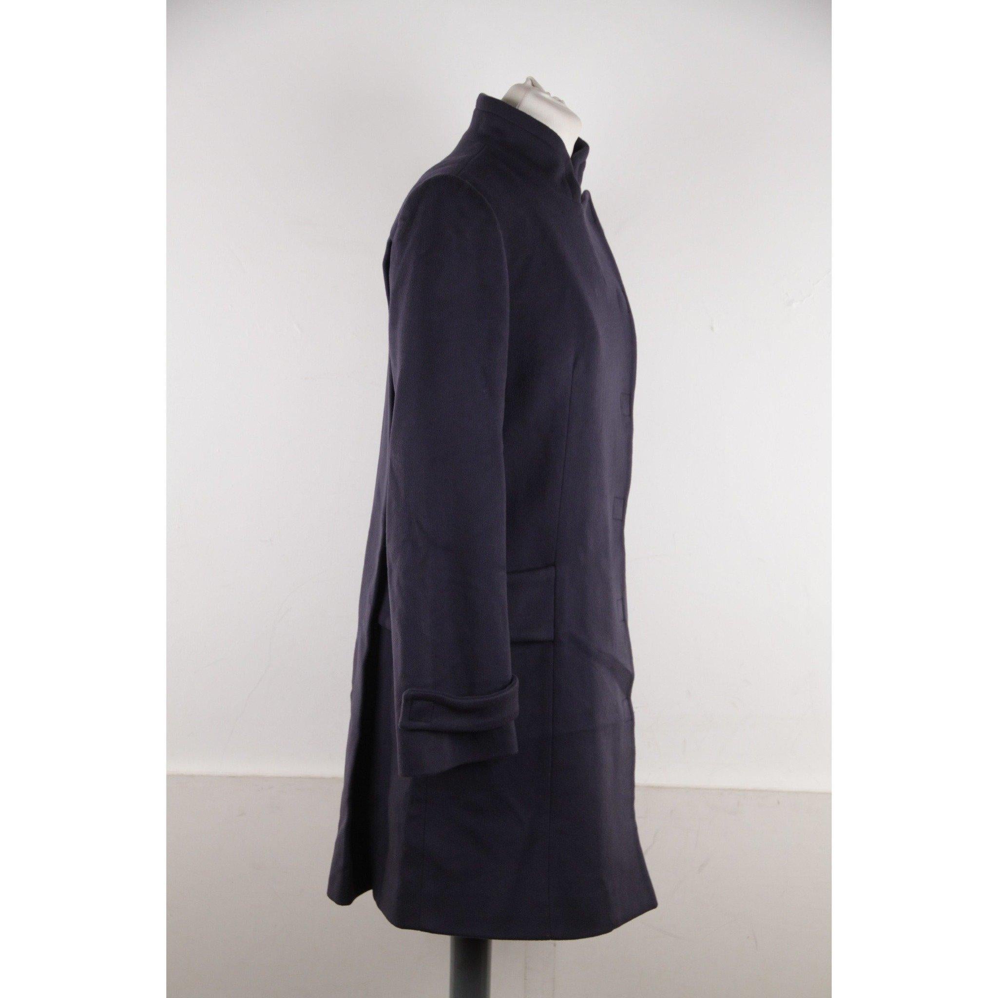 Black Versace Blue Wool Coat 2008 Fall Winter Collection Size 40 IT