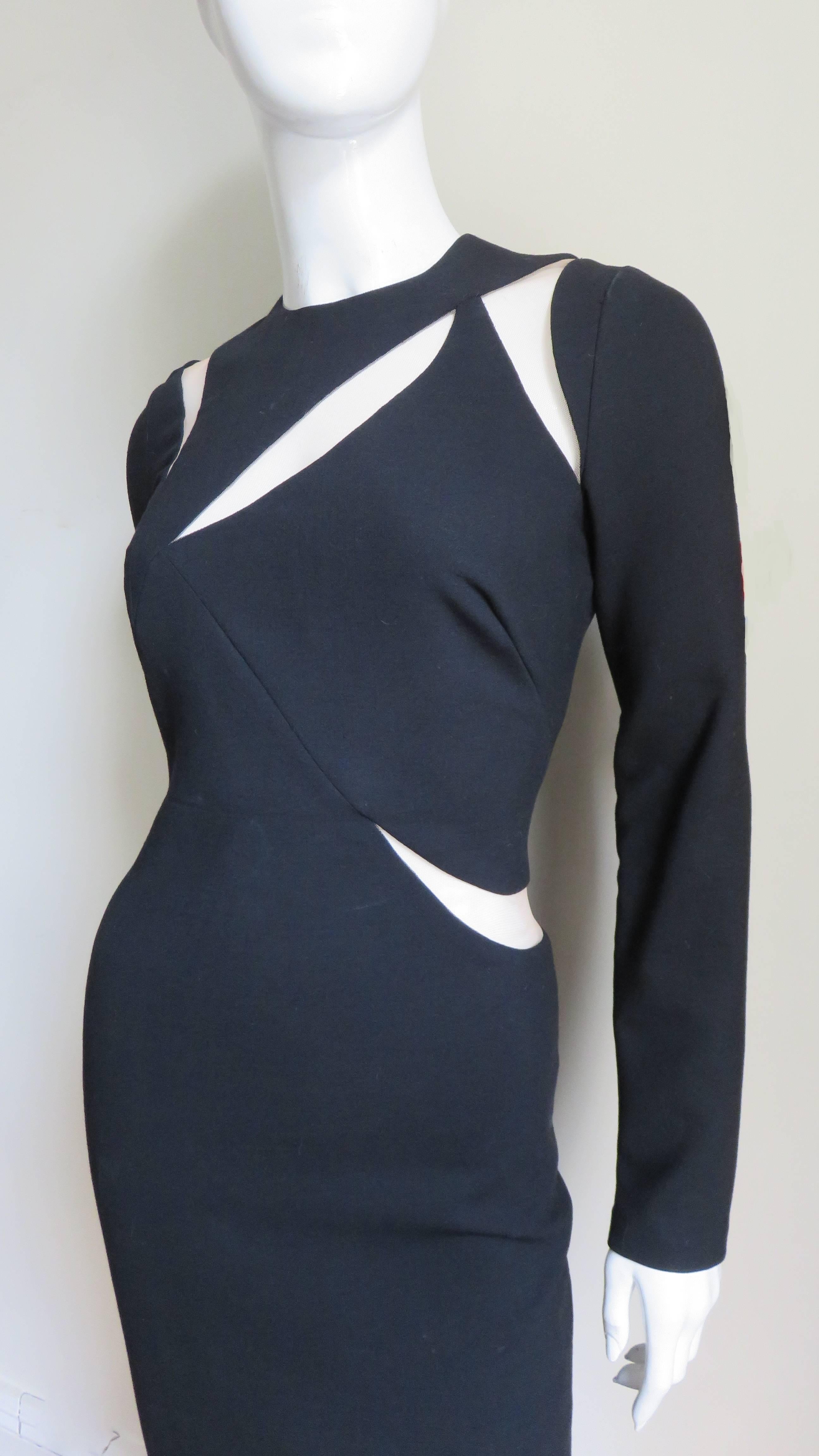 Black Versace Bodycon Dress with Cut outs For Sale