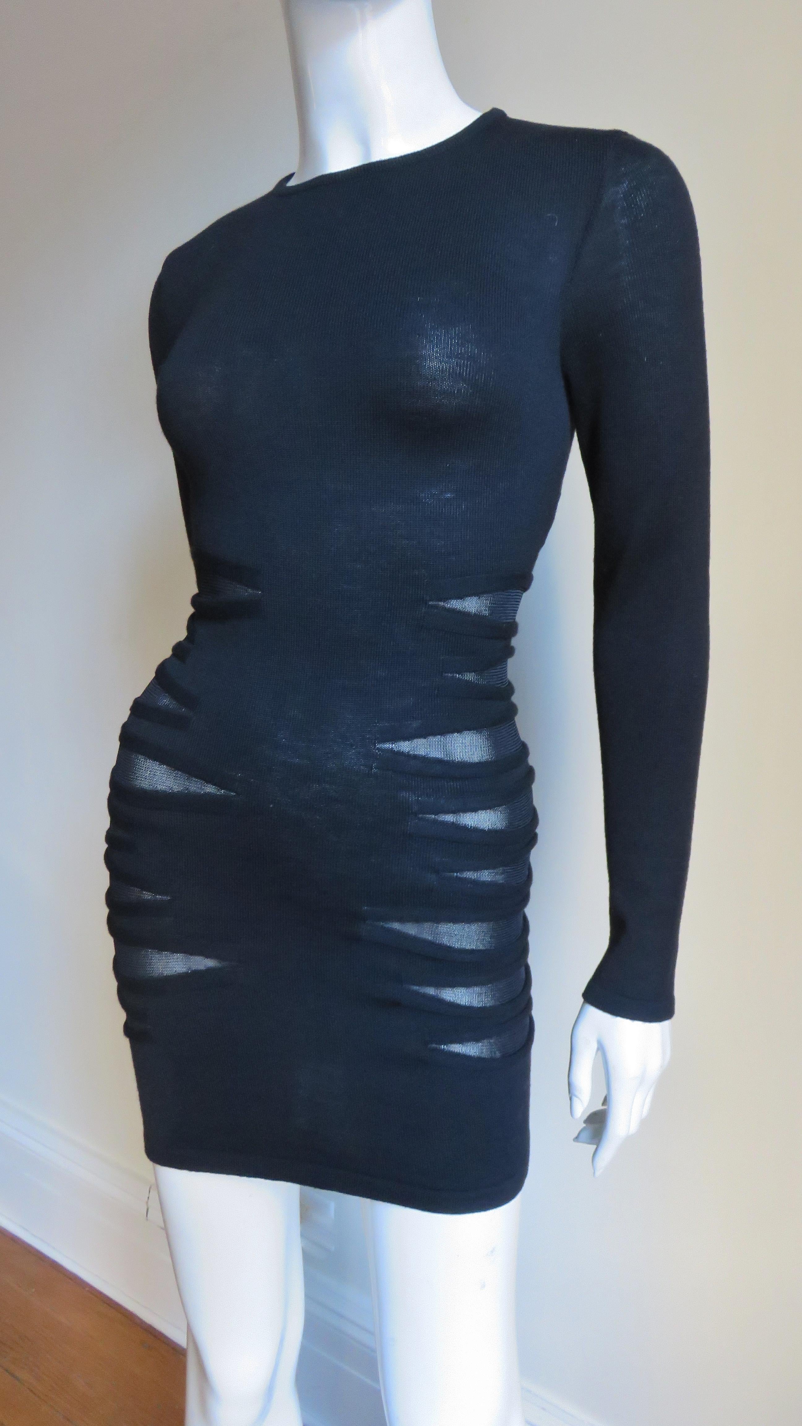 Versace Bodycon Dress with Mesh Cutouts In Good Condition In Water Mill, NY