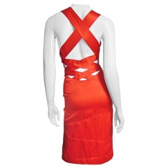  Versace Bodycon Orange Silk Dress