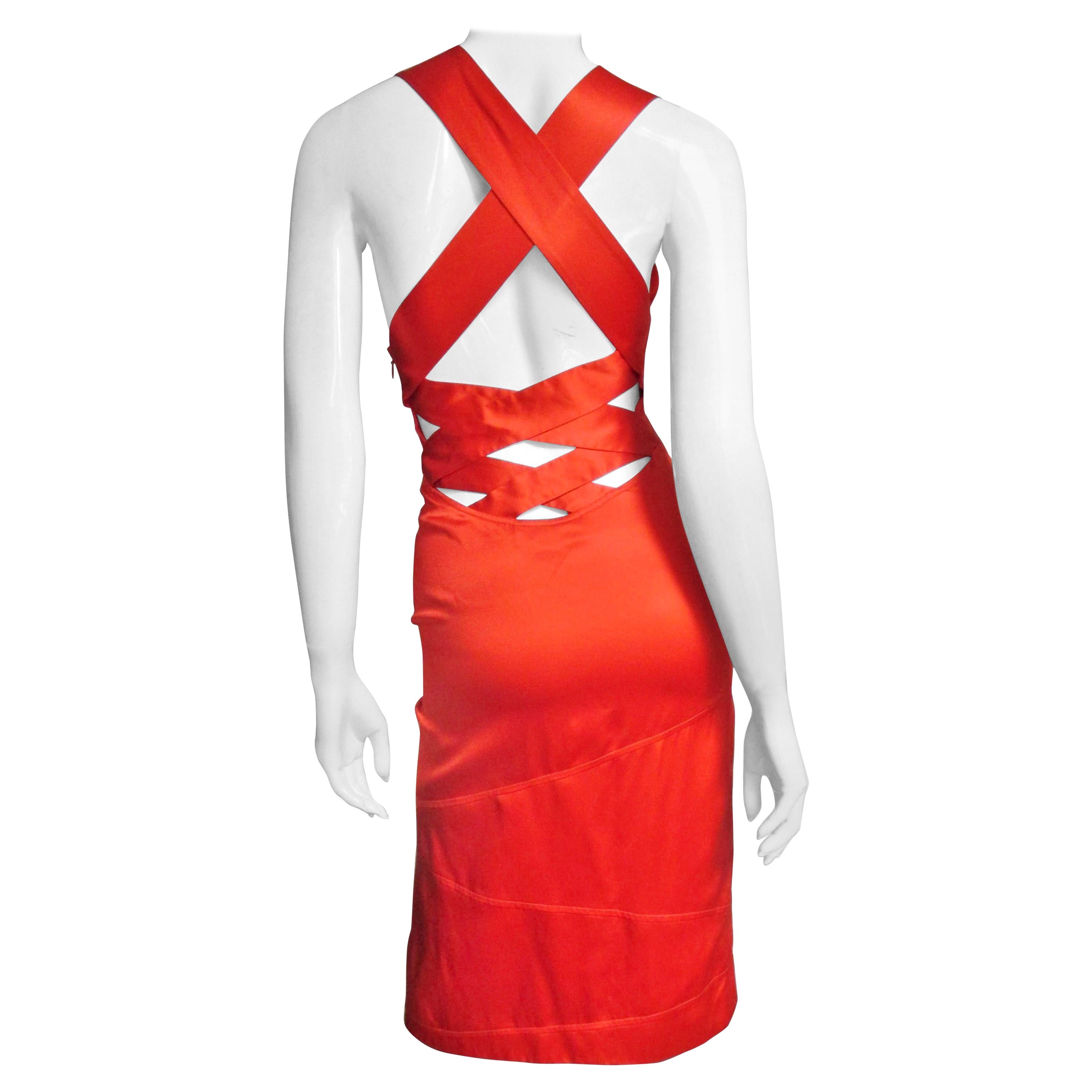 Versace Bodycon Orange Silk Dress SS 2004