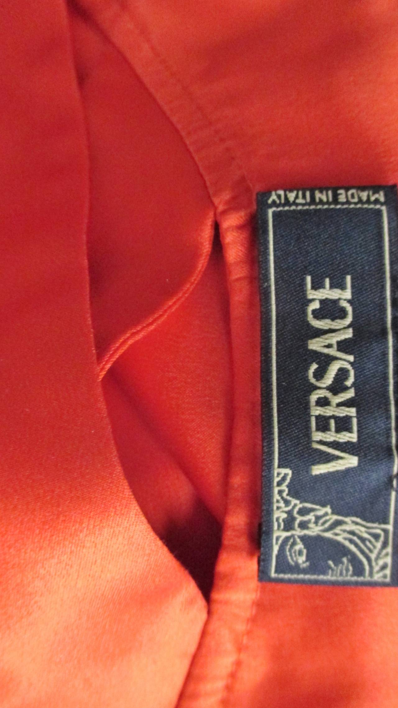  Versace Bodycon Orange Silk Dress SS 2004 For Sale 5