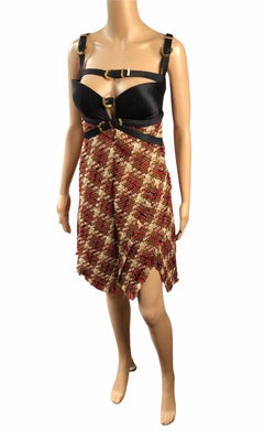 Versace Mini-robe en tweed ornée de boucles de bondage