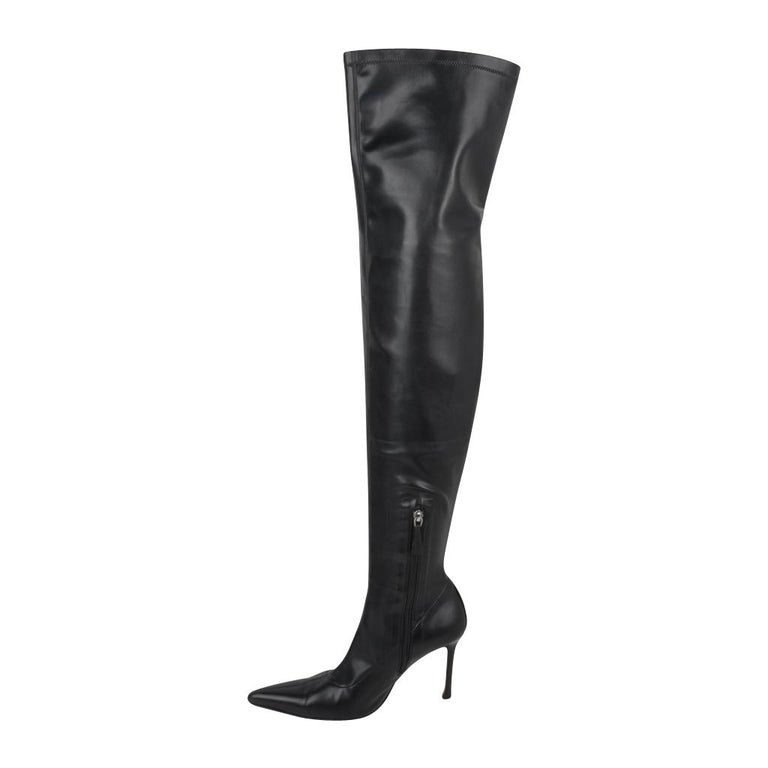 Versace Boot Thigh High Black Very Soft Leather Boots 39 /9 For Sale at ...