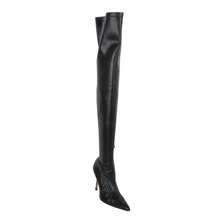 Versace Boot Thigh High Black Very Soft Leather Boots 39 /9 at 1stDibs