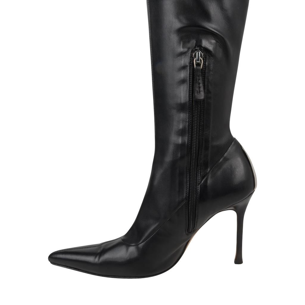 Women's Versace Boot Thigh High Black Very Soft Leather Boots 39 /9  For Sale