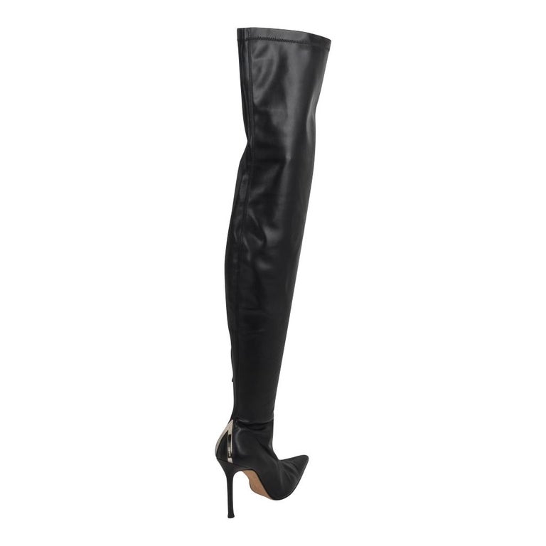 Versace Boot Thigh High Black Very Soft Leather Boots 39 /9 at 1stDibs
