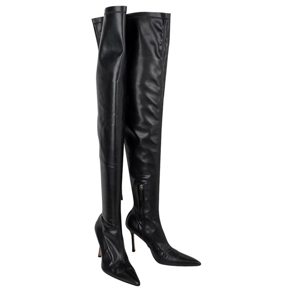 Versace Boot Thigh High Black Very Soft Leather Boots 39 /9  For Sale